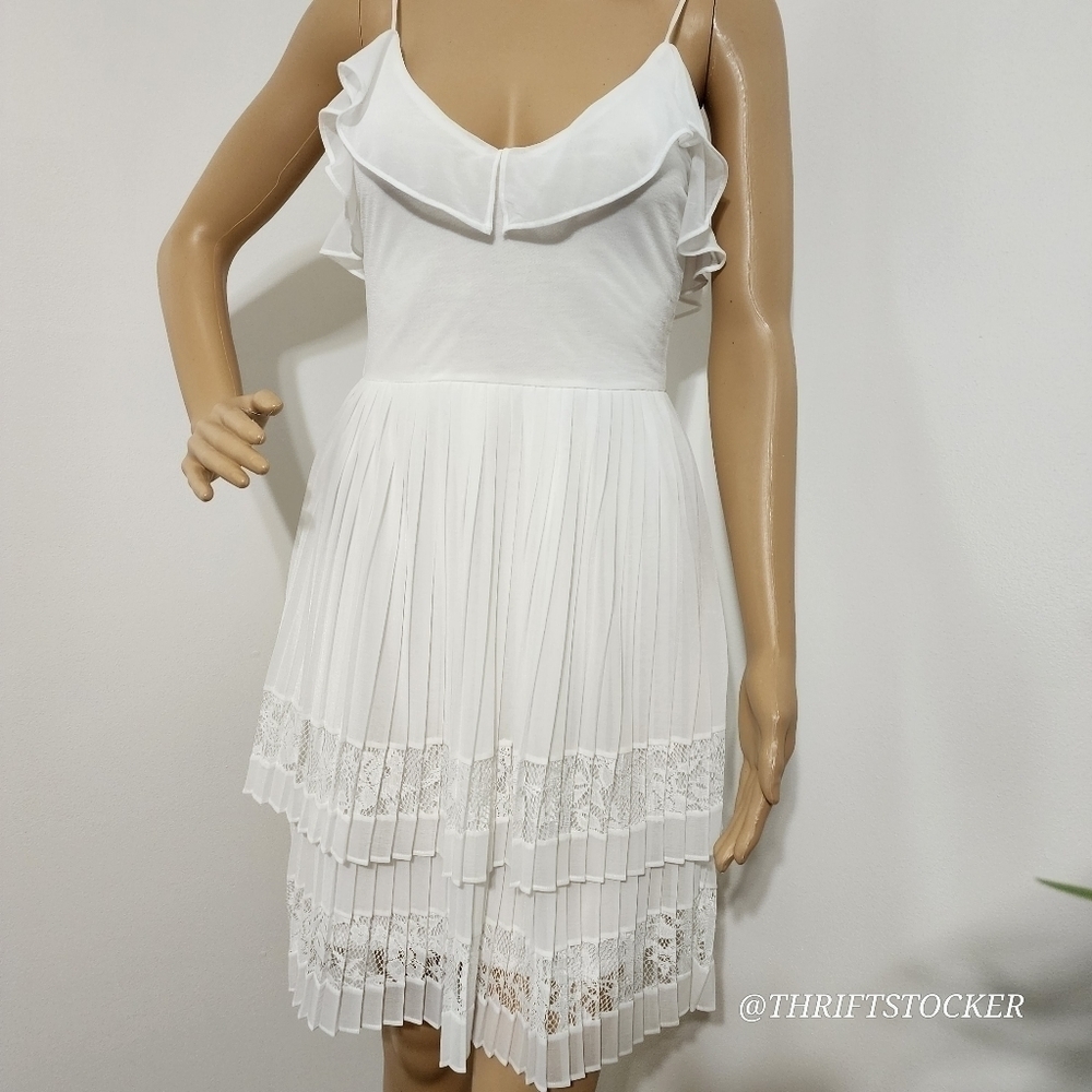 French Connection Adanna Pleated White Dress - Picture 3 of 10